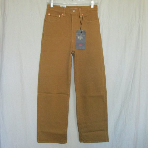 LEVI'S Ribcage Straight Ankle Brown Tan Jeans NWT - Picture 5 of 8